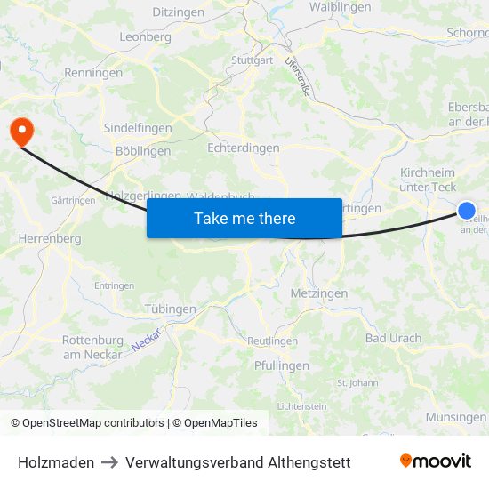 Holzmaden to Verwaltungsverband Althengstett map
