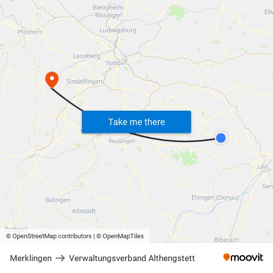 Merklingen to Verwaltungsverband Althengstett map