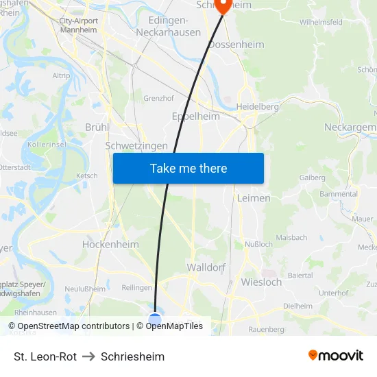 St. Leon-Rot to Schriesheim map