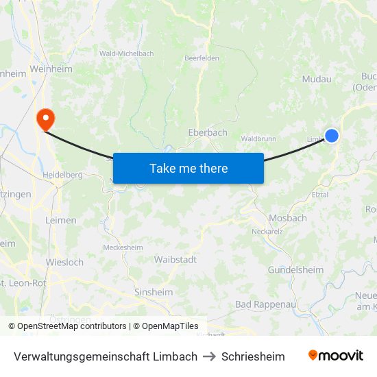 Verwaltungsgemeinschaft Limbach to Schriesheim map