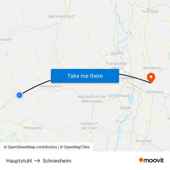 Hauptstuhl to Schriesheim map