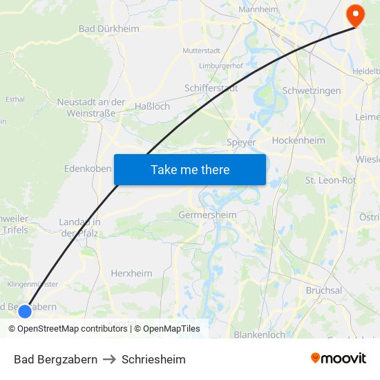 Bad Bergzabern to Schriesheim map