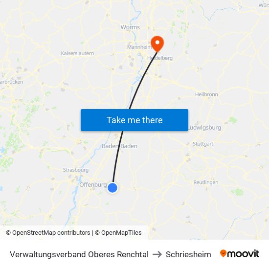 Verwaltungsverband Oberes Renchtal to Schriesheim map