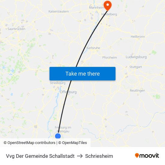 Vvg Der Gemeinde Schallstadt to Schriesheim map