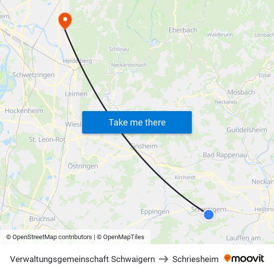 Verwaltungsgemeinschaft Schwaigern to Schriesheim map