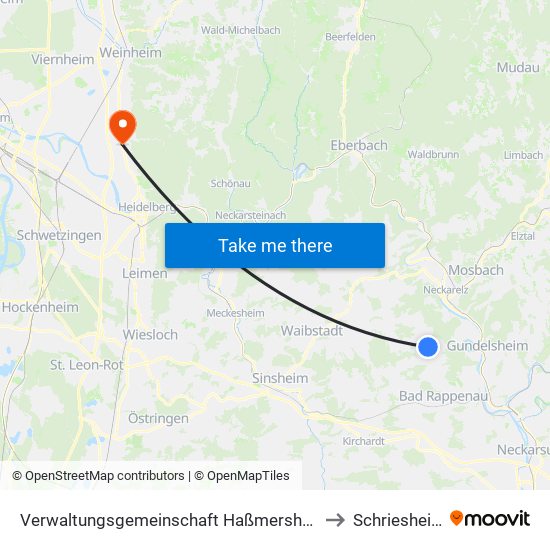 Verwaltungsgemeinschaft Haßmersheim to Schriesheim map