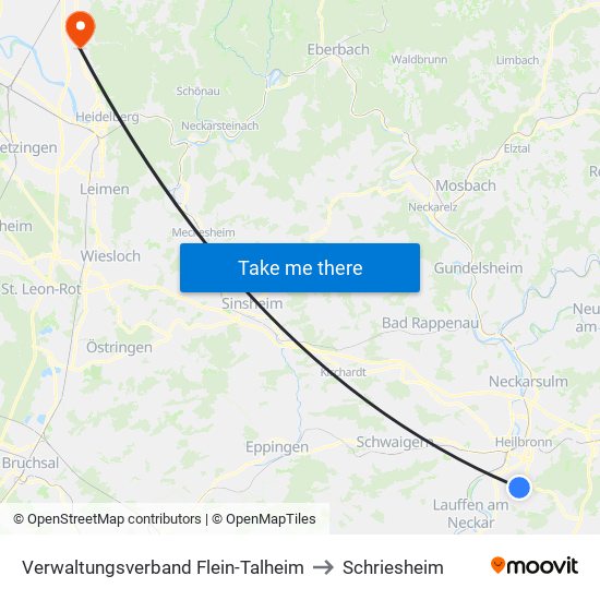 Verwaltungsverband Flein-Talheim to Schriesheim map