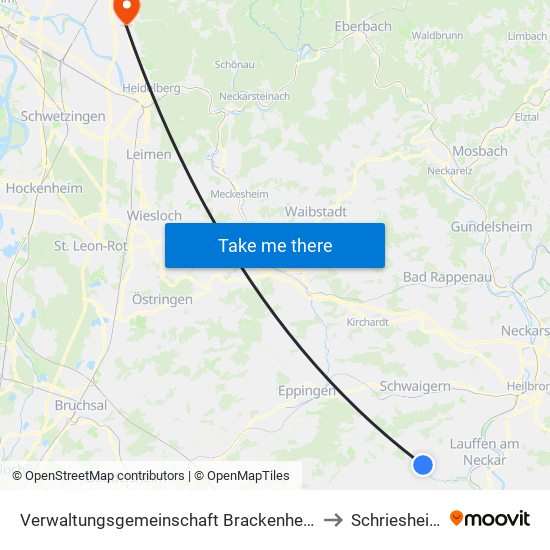 Verwaltungsgemeinschaft Brackenheim to Schriesheim map