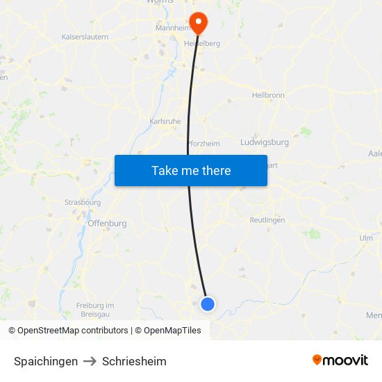 Spaichingen to Schriesheim map