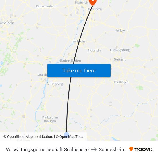 Verwaltungsgemeinschaft Schluchsee to Schriesheim map