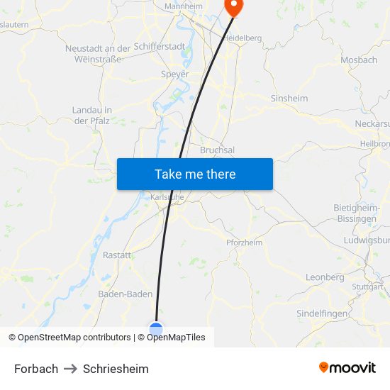 Forbach to Schriesheim map