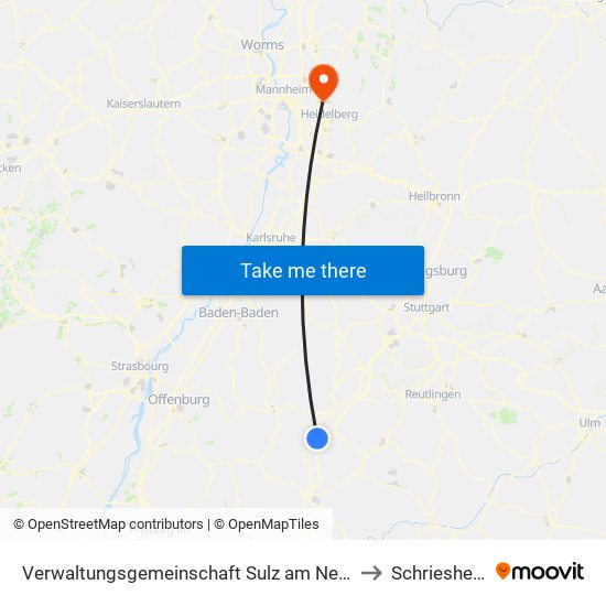 Verwaltungsgemeinschaft Sulz am Neckar to Schriesheim map