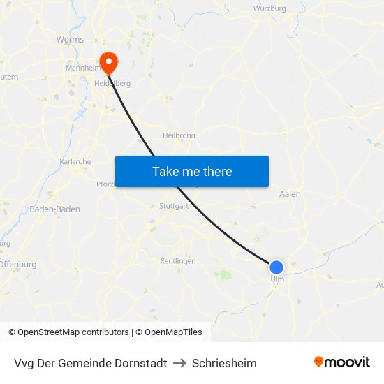 Vvg Der Gemeinde Dornstadt to Schriesheim map