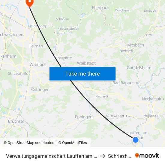 Verwaltungsgemeinschaft Lauffen am Neckar to Schriesheim map