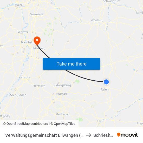 Verwaltungsgemeinschaft Ellwangen (Jagst) to Schriesheim map