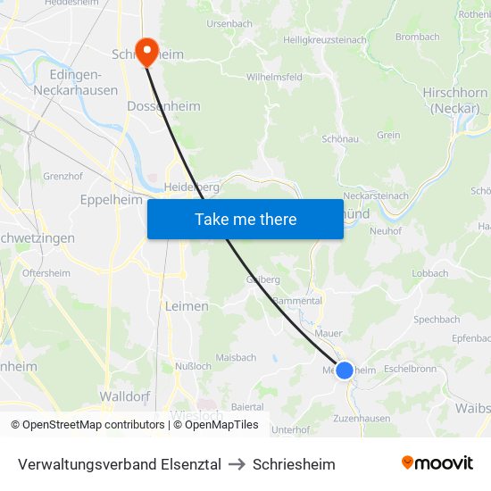 Verwaltungsverband Elsenztal to Schriesheim map