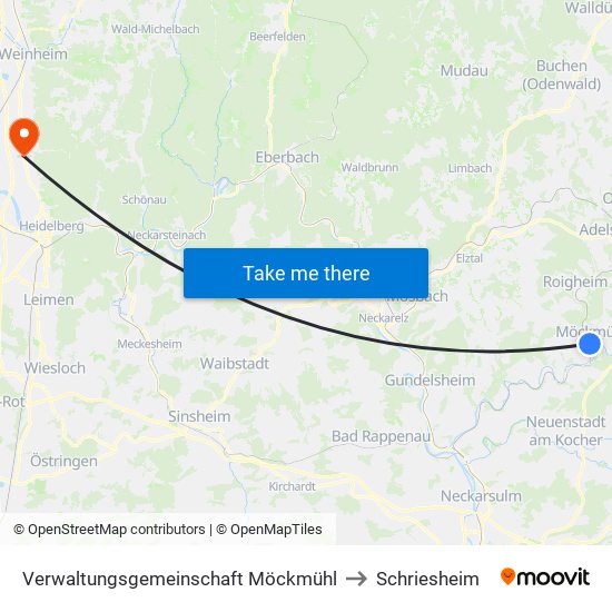 Verwaltungsgemeinschaft Möckmühl to Schriesheim map