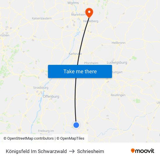 Königsfeld Im Schwarzwald to Schriesheim map