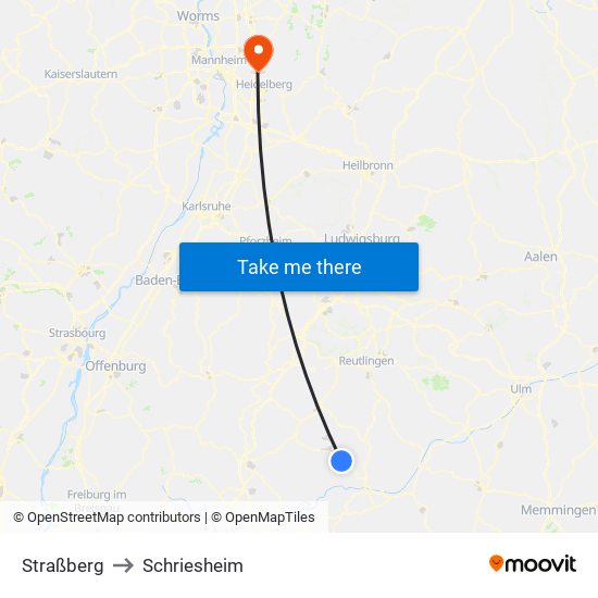 Straßberg to Schriesheim map