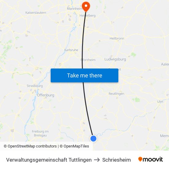 Verwaltungsgemeinschaft Tuttlingen to Schriesheim map