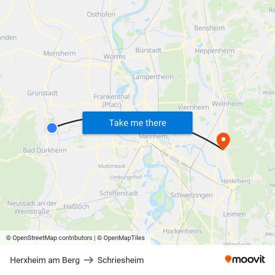 Herxheim am Berg to Schriesheim map