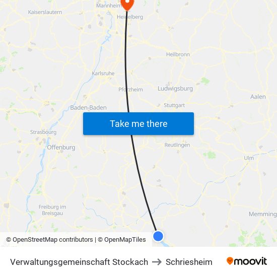 Verwaltungsgemeinschaft Stockach to Schriesheim map