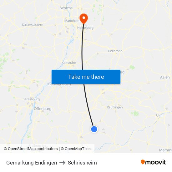 Gemarkung Endingen to Schriesheim map