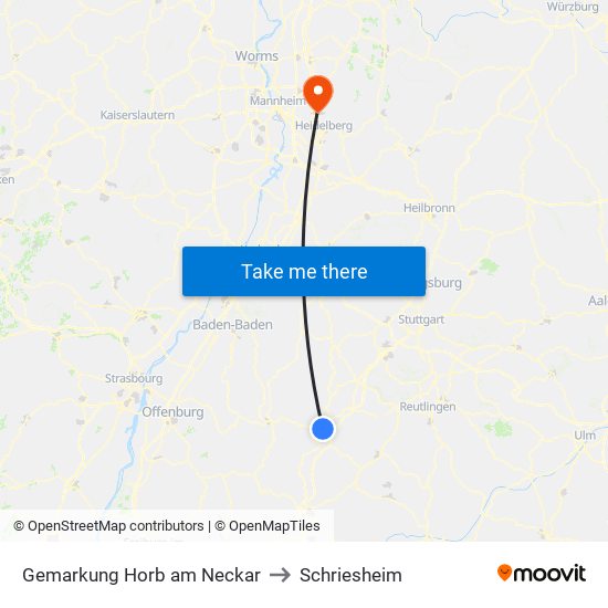 Gemarkung Horb am Neckar to Schriesheim map