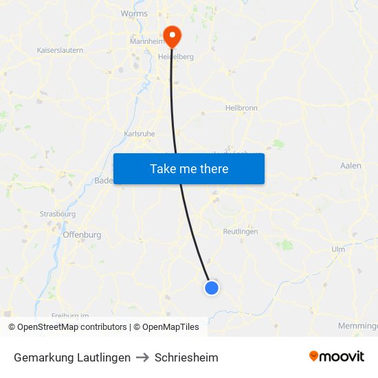 Gemarkung Lautlingen to Schriesheim map