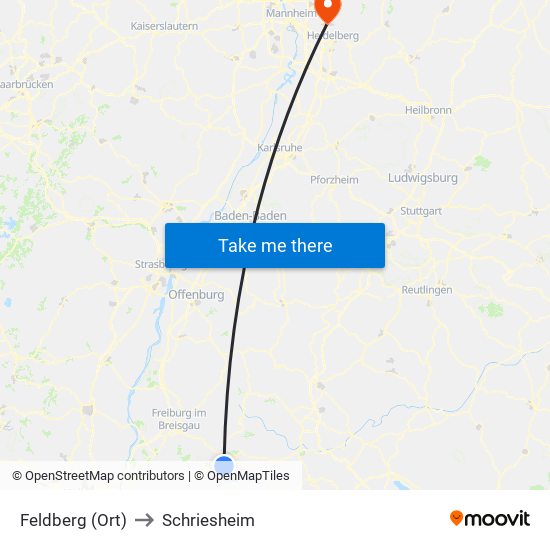 Feldberg (Ort) to Schriesheim map