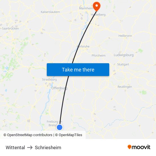 Wittental to Schriesheim map