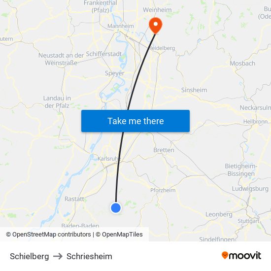 Schielberg to Schriesheim map