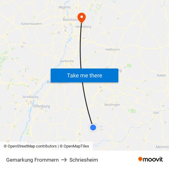 Gemarkung Frommern to Schriesheim map