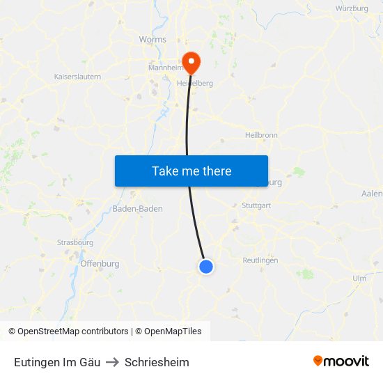 Eutingen Im Gäu to Schriesheim map