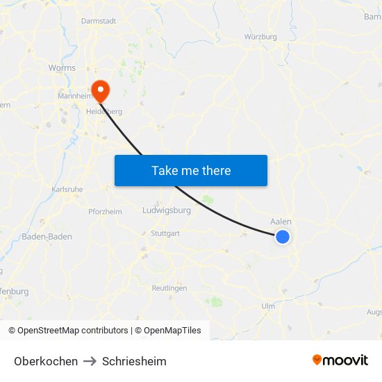 Oberkochen to Schriesheim map