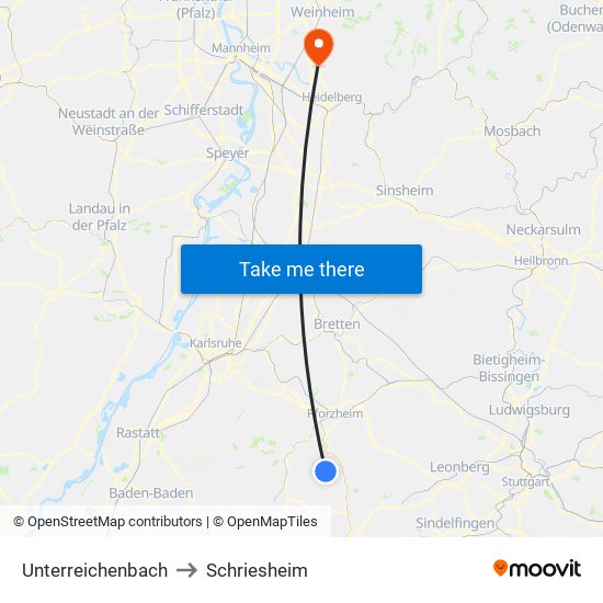 Unterreichenbach to Schriesheim map