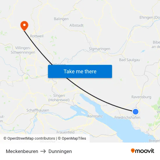 Meckenbeuren to Dunningen map
