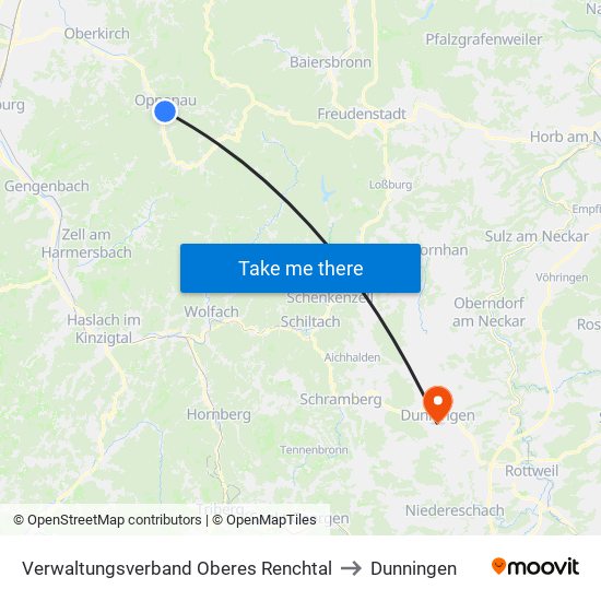 Verwaltungsverband Oberes Renchtal to Dunningen map