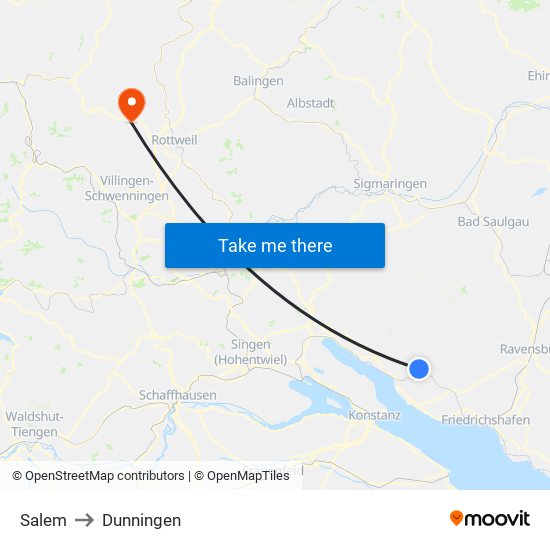 Salem to Dunningen map