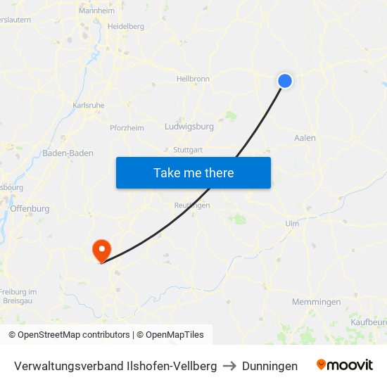 Verwaltungsverband Ilshofen-Vellberg to Dunningen map