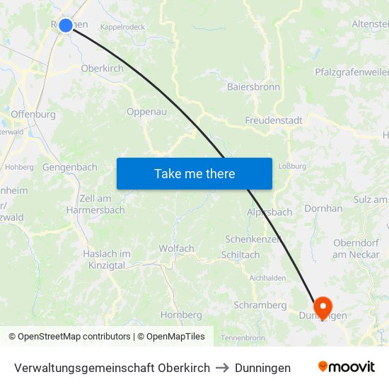 Verwaltungsgemeinschaft Oberkirch to Dunningen map