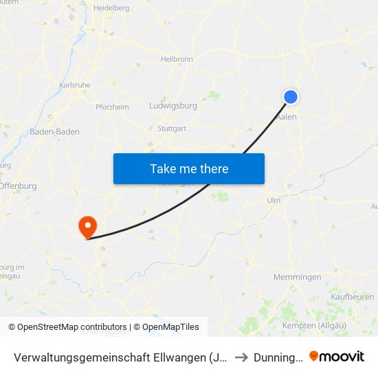 Verwaltungsgemeinschaft Ellwangen (Jagst) to Dunningen map