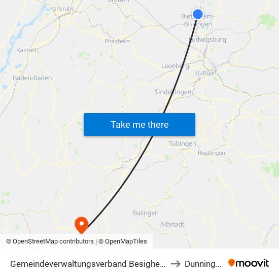 Gemeindeverwaltungsverband Besigheim to Dunningen map
