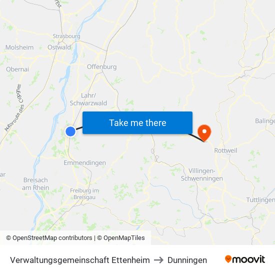 Verwaltungsgemeinschaft Ettenheim to Dunningen map