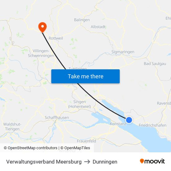 Verwaltungsverband Meersburg to Dunningen map