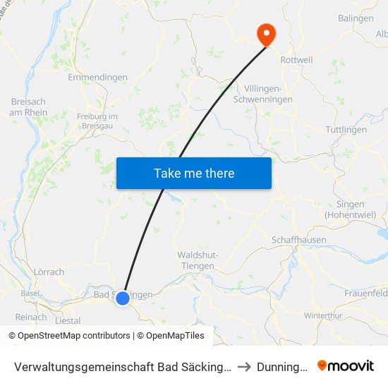 Verwaltungsgemeinschaft Bad Säckingen to Dunningen map