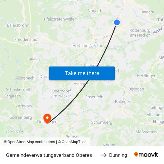 Gemeindeverwaltungsverband Oberes Gäu to Dunningen map