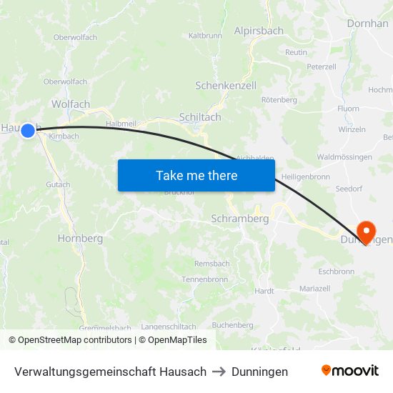 Verwaltungsgemeinschaft Hausach to Dunningen map