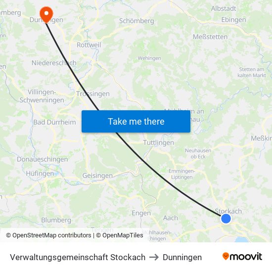 Verwaltungsgemeinschaft Stockach to Dunningen map