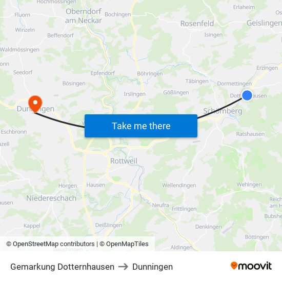 Gemarkung Dotternhausen to Dunningen map